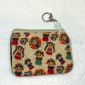Small Rocio Woven Change Purse Mini Pouch Bag Wallet Mexican Children Print